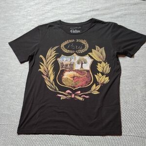Patria Peru Shirt Womens Size Medium Black Cotton Short Sleeve